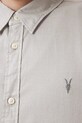 Хлопковая рубашка AllSaints HAWTHORNE LS SHIRT M150SB серый SS25