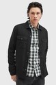AllSaints camasa din bumbac SPOTTER LS SHIRT lung negru M154SB