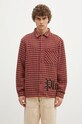 PLEASURES koszula z domieszką wełny Cross Work Shirt pozostałe czerwony P24F036