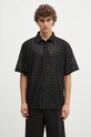 Košile PLEASURES Lacy Button Down relaxed černá P24F050