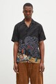 Maharishi shirt Cyber Skeleton Camp Collar Shirt viscoze black 1408.MULTI