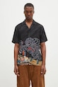 Maharishi shirt Cyber Skeleton Camp Collar Shirt viscoze black 1408.MULTI