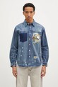Evisu denim shirt “Virtual Vacation”Print all-over print navy 2EAHTM4DL8027
