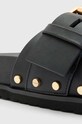 AllSaints klapki skórzane Ellie Stud czarny W029FA.BLK