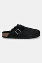 Semišové šľapky Birkenstock Boston Corduroy Shearling 1028400 čierna AW24