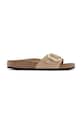 Birkenstock infradito in nubuck Madrid Big Buckle Piatto beige 1024009