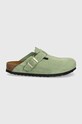 Semišové šľapky Birkenstock Boston SFB 1027934 zelená AW24