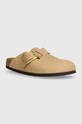 Шльопанці з нубуку Birkenstock Boston Big Buckle без підборів бежевий 1028052