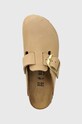 Natikače od nubuk kože Birkenstock Boston Big Buckle bež 1028052