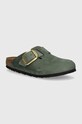 Nubukové pantofle Birkenstock Boston Big Buckle mules zelená 1028033