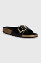 Birkenstock bőr papucs Madrid Big Buckle nappa bőr fekete 1022650