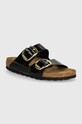 Birkenstock papucs Arizona Big Buckle műszálas lakkbőr fekete 1027918
