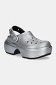Шльопанці Crocs Stomp Metallic Clog платформа срібний 210362.040
