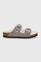 Birkenstock papuci din piele intoarsa pentru copii Arizona Shearling 1027920 roz AW24