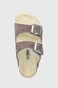 Birkenstock papuci din piele intoarsa pentru copii Arizona Shearling roz 1027920