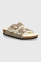 Birkenstock klapki zamszowe dziecięce Arizona Shearling beżowy 1028689