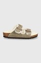 Дитячі замшеві шльопанці Birkenstock Arizona Shearling 1028689 бежевий AW24