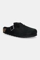 Замшевые шлепанцы Birkenstock Boston Corduroy Shearling Planet friendly чёрный 1028326