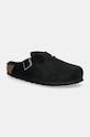 Birkenstock papuci din piele Boston Corduroy Shearling Planet friendly negru 1028326