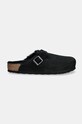 Замшевые шлепанцы Birkenstock Boston Corduroy Shearling 1028326 чёрный AW24
