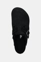Замшевые шлепанцы Birkenstock Boston Corduroy Shearling чёрный 1028326