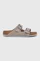 Birkenstock ciabatte slide in camoscio Arizona 1027749.StoneCoin grigio SS25