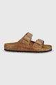 Birkenstock klapki skórzane Arizona 1028272 brązowy AW24