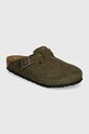 Semišové pantofle Birkenstock Boston zelená 1028067