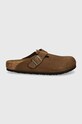 Birkenstock klapki zamszowe Boston 1028227 brązowy AW24