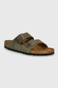 Birkenstock papuci din piele Arizona verde 1028151