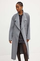 Vlnený kabát BOSS sivá 50521160