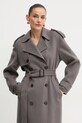 Vlněný kabát Elisabetta Franchi CP57D46E2 šedá