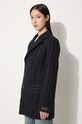 Vlnený kabát Kenzo Tennis Stripes Pea Coat čierna FE62MA2209GM.99