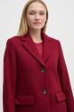 Sisley płaszcz wełniany bordowy 2JJYLN04N