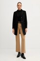 Μάλλινο παλτό Sisley 2JJYLN04N μαύρο AW25