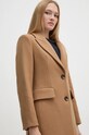 Μάλλινο παλτό Sisley καφέ 2JJYLN04Z
