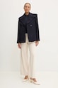 Шерстяное пальто Victoria Beckham 1424WCT005790A тёмно-синий AW24