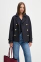 Vlněný kabát Tommy Hilfiger námořnická modř WW0WW42632