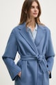 Vlněný kabát Tommy Hilfiger modrá WW0WW43603