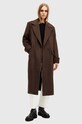 Kabát s příměsí vlny AllSaints MABEL COAT W006OZ hnědá