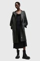 Kožený kabát AllSaints KELSEA LEA COAT nezateplené černá W028LB