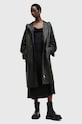 Δερμάτινο παλτό AllSaints KELSEA LEA COAT λείο δέρμα μαύρο W028LB