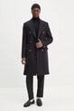 Шерстяное пальто The Kooples HMAN29007K тёмно-синий AW24