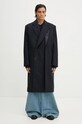 Вовняне пальто Y/Project DOUBLE FRONT COAT без капюшона темно-синій 201CO006