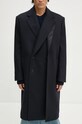 Вовняне пальто Y/Project DOUBLE FRONT COAT 201CO006 темно-синій AW24
