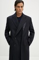 Вовняне пальто Y/Project DOUBLE FRONT COAT 201CO006 темно-синій