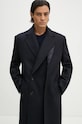 Vlnený kabát Y/Project DOUBLE FRONT COAT 201CO006 tmavomodrá