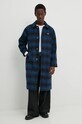 Tommy Jeans płaszcz z domieszką wełny DM0DM20608 granatowy AW24