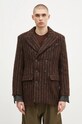 Vuneni kaput Martine Rose Double Breasted Short Coat bez tople podstave smeđa 328WT02702