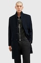 Kabát s prímesou vlny AllSaints HAL COAT bez kapucne tmavomodrá M005OZ
